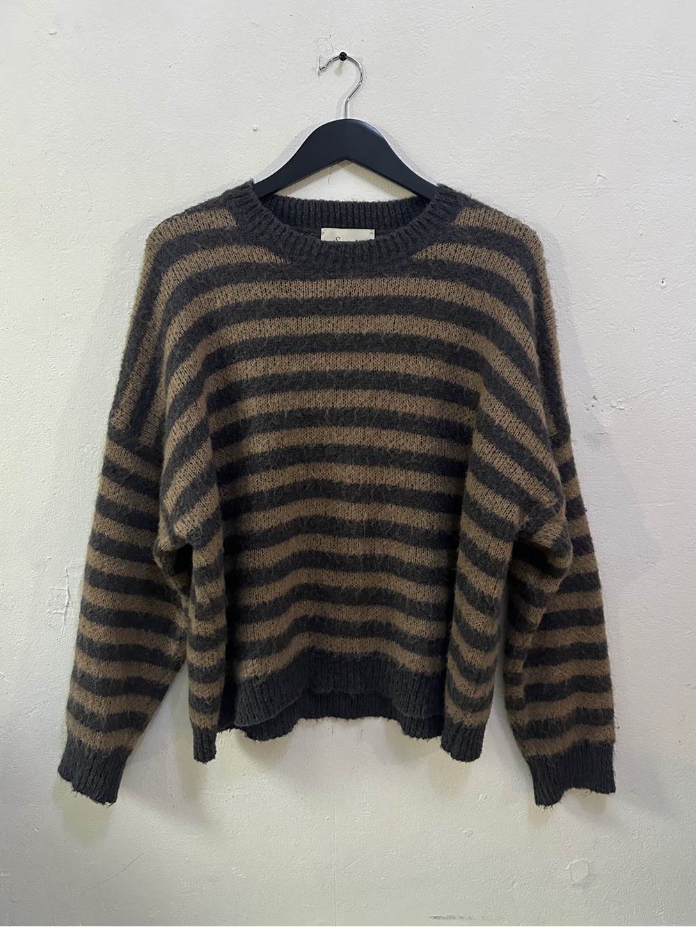 Souvenir Italian Made Mohair Wool Blend Striped Sweater Brown Tan Women’s M